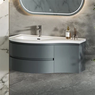 خزانة حمام منحنية مثبتة على الحائط بنصف دائرة