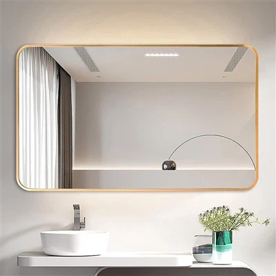 مرآة حمام بإطار ذهبي إسكندنافي