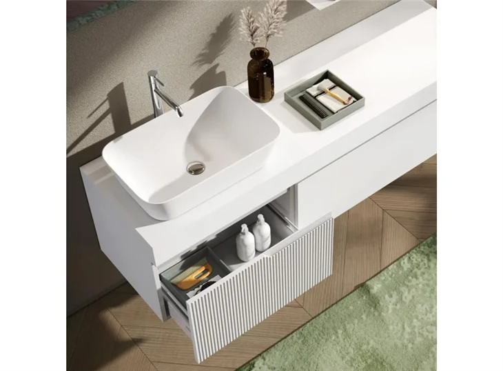 Bathroom Vanity With One Ribbed White Drawer